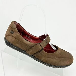 Born Women's Brown Leather Casual Flat Mary Jane Shoes Size 7 Comfort